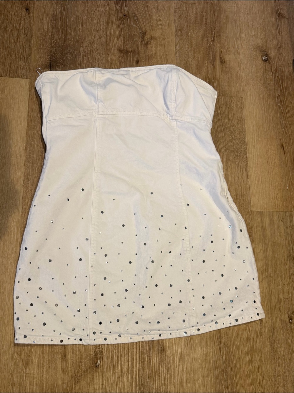Zara White Strapless Mini Dress with Crystal Accents